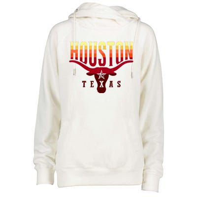 Houston Longhorn Sunset Logo Womens Funnel Neck Pullover Hood