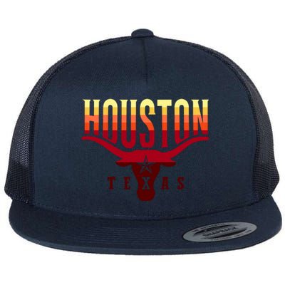 Houston Longhorn Sunset Logo Flat Bill Trucker Hat