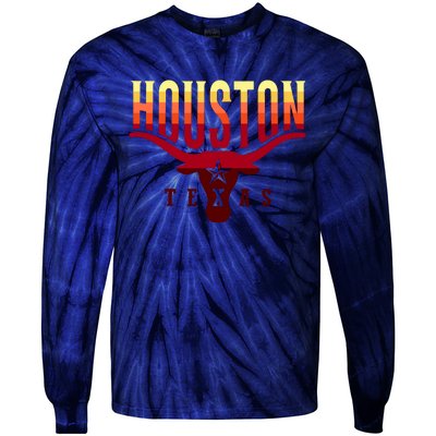 Houston Longhorn Sunset Logo Tie-Dye Long Sleeve Shirt