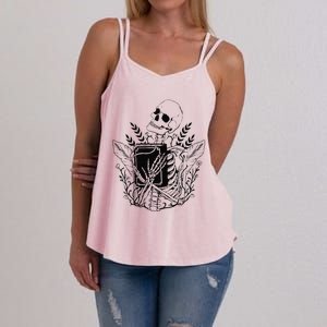 Halloween Librarian Skeleton With Book For Book Lover Women's Strappy Tank