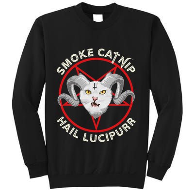 Hail Lucipurr Smoke Catnip Funny Cat Pun Sweatshirt