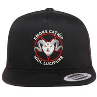 Hail Lucipurr Smoke Catnip Funny Cat Pun Flat Bill Trucker Hat