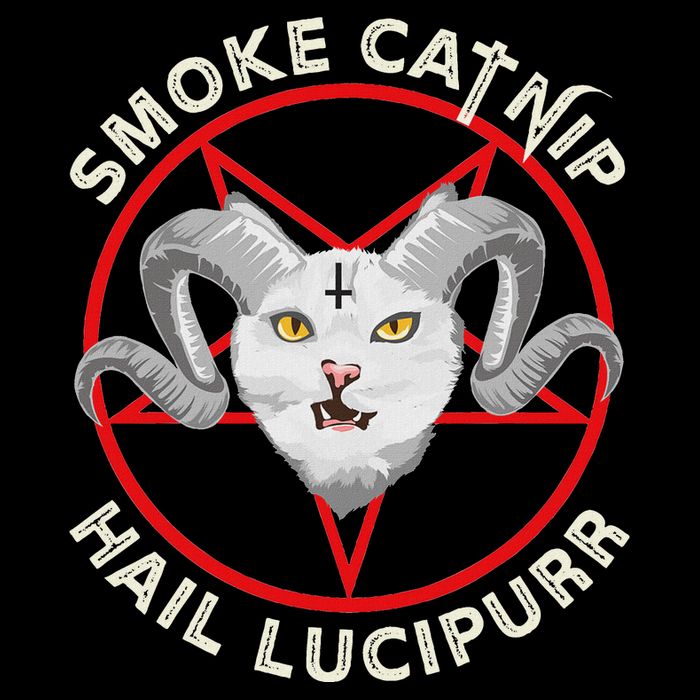 Hail Lucipurr Smoke Catnip Funny Cat Pun Flat Bill Trucker Hat