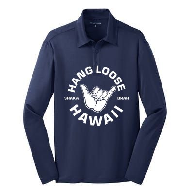 Hang Loose Shaka Brah Hawaii Silk Touch Performance Long Sleeve Polo