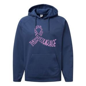 Hope Love Support Testicular Cancer Awareness Month Warriors Gift Performance Fleece Hoodie