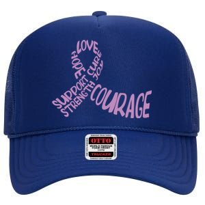 Hope Love Support Testicular Cancer Awareness Month Warriors Gift High Crown Mesh Back Trucker Hat