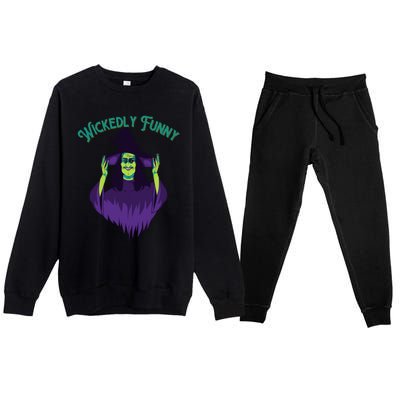 Halloween Lovers Sarcastic Spooky Witch Wickedly Funny Adult Gift Premium Crewneck Sweatsuit Set