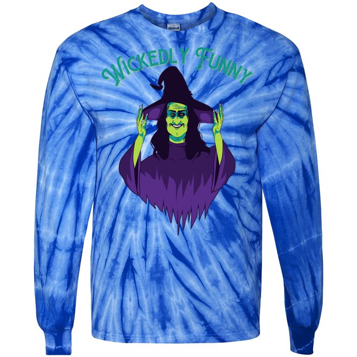 Halloween Lovers Sarcastic Spooky Witch Wickedly Funny Adult Gift Tie-Dye Long Sleeve Shirt