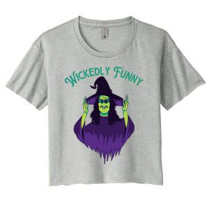 Halloween Lovers Sarcastic Spooky Witch Wickedly Funny Adult Gift Women's Crop Top Tee