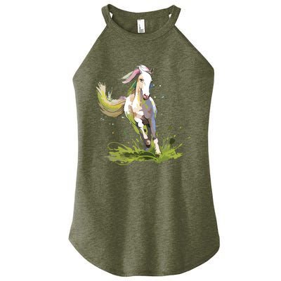 Horse Lover Shirts Girl Horseback Riding Equestrian Horse Women’s Perfect Tri Rocker Tank