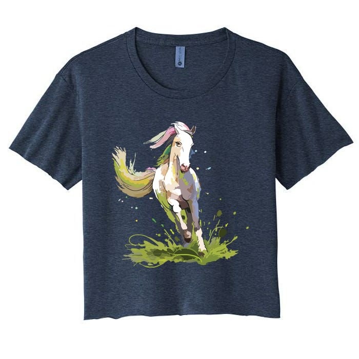 Horse Lover Shirts Girl Horseback Riding Equestrian Horse Women's Crop Top Tee