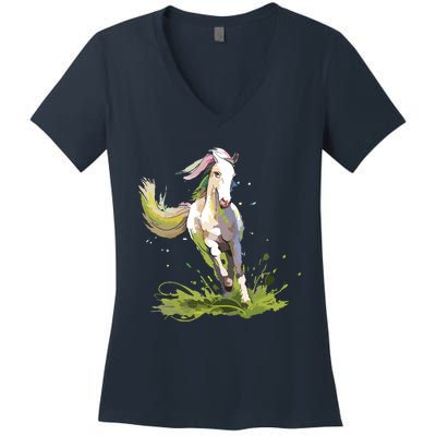 Horse Lover Shirts Girl Horseback Riding Equestrian Horse Women's V-Neck T-Shirt