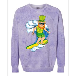 Hawaiian Leprechaun St Patricks Day Surfing Leprechaun Cute Gift Colorblast Crewneck Sweatshirt