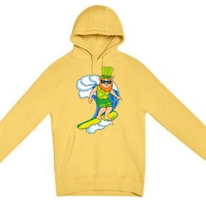 Hawaiian Leprechaun St Patricks Day Surfing Leprechaun Cute Gift Premium Pullover Hoodie