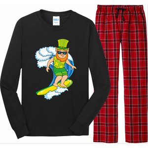 Hawaiian Leprechaun St Patricks Day Surfing Leprechaun Cute Gift Long Sleeve Pajama Set