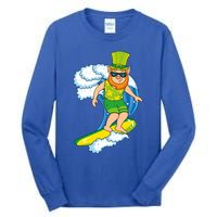 Hawaiian Leprechaun St Patricks Day Surfing Leprechaun Cute Gift Tall Long Sleeve T-Shirt