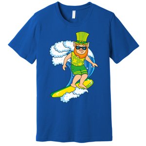 Hawaiian Leprechaun St Patricks Day Surfing Leprechaun Cute Gift Premium T-Shirt