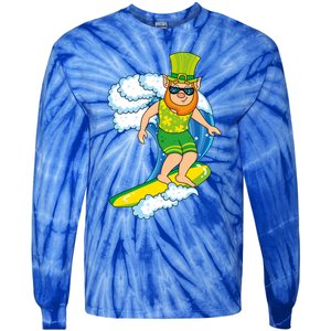 Hawaiian Leprechaun St Patricks Day Surfing Leprechaun Cute Gift Tie-Dye Long Sleeve Shirt