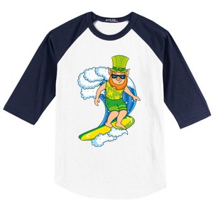 Hawaiian Leprechaun St Patricks Day Surfing Leprechaun Cute Gift Baseball Sleeve Shirt