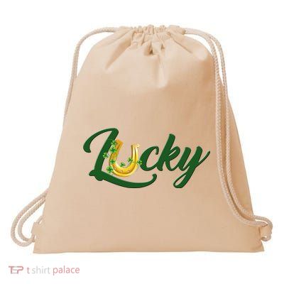 Horseshoe Lucky St Patrick's Day Drawstring Bag
