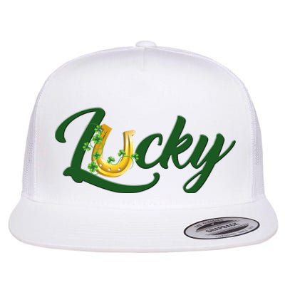 Horseshoe Lucky St Patrick's Day Flat Bill Trucker Hat