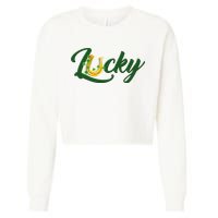 Horseshoe Lucky St Patrick's Day Cropped Pullover Crew