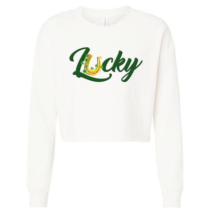 Horseshoe Lucky St Patrick's Day Cropped Pullover Crew