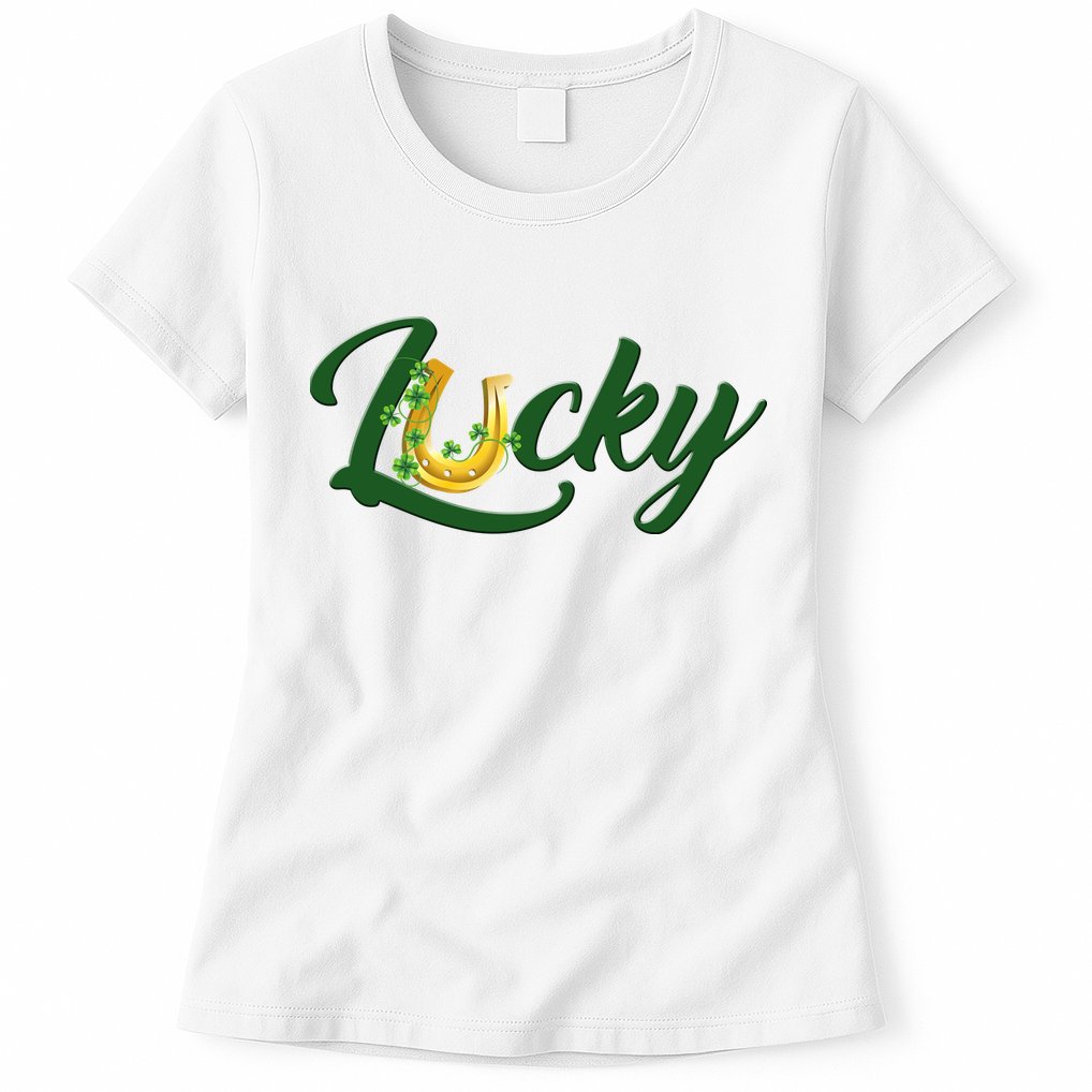 Horseshoe Lucky St Patrick's Day Womens T-Shirt