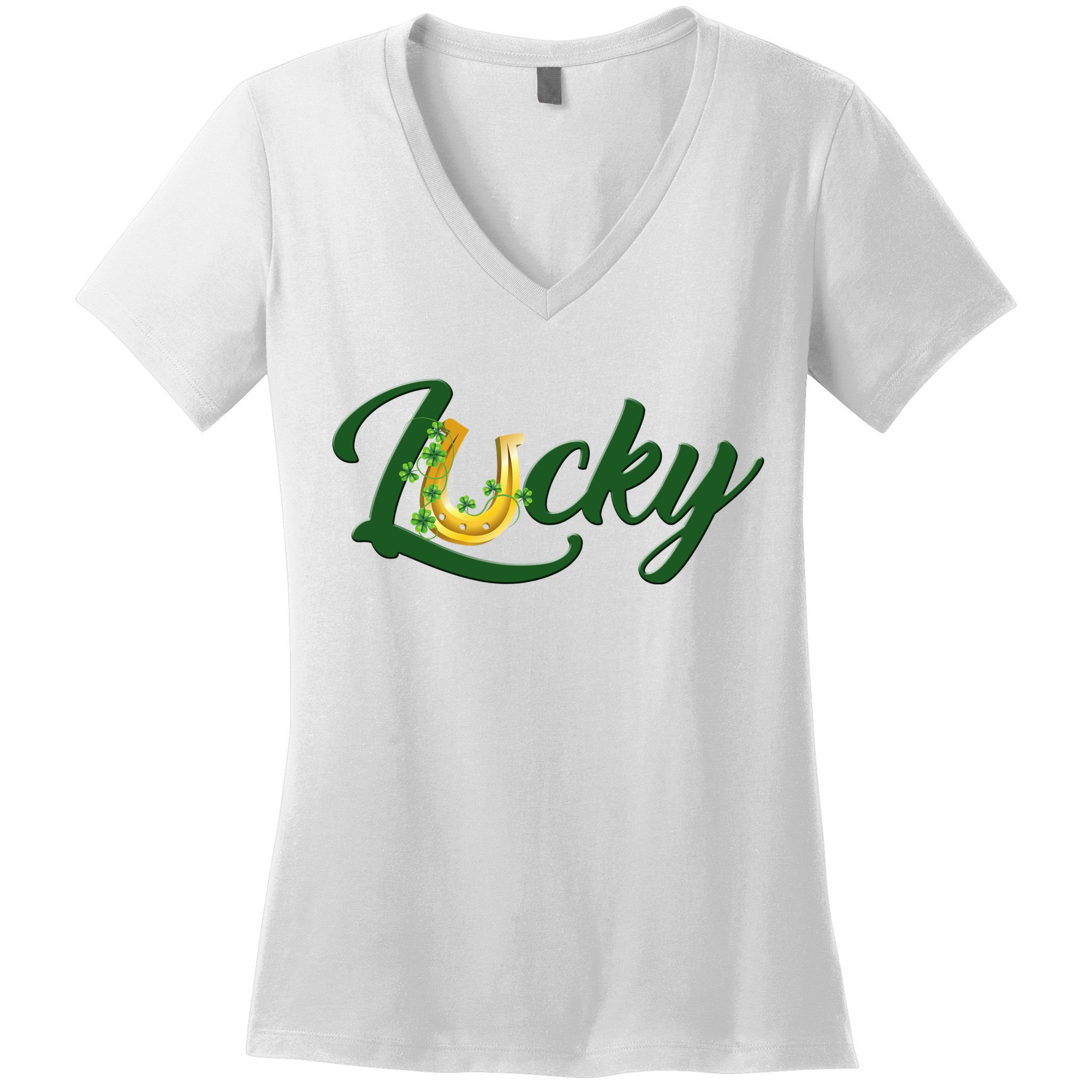 Horseshoe Lucky St Patrick's Day Women's V-Neck T-Shirt