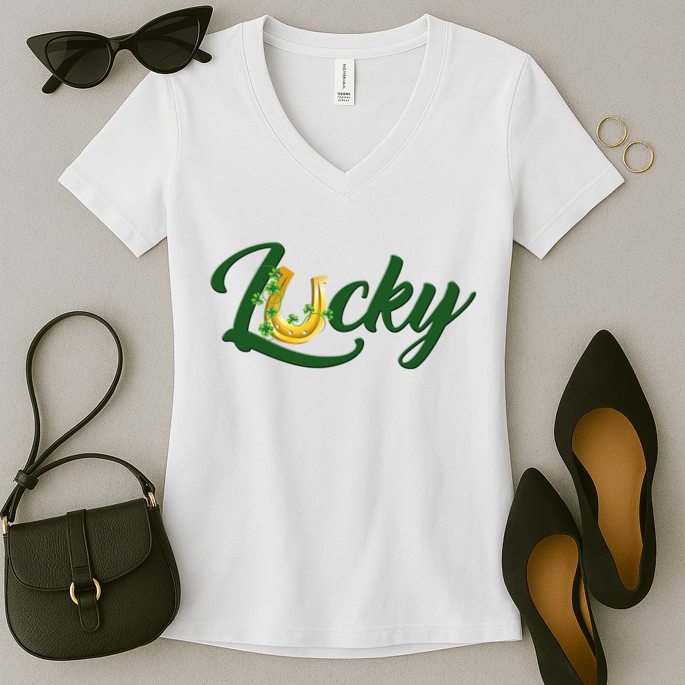 Horseshoe Lucky St Patrick's Day Women's V-Neck T-Shirt