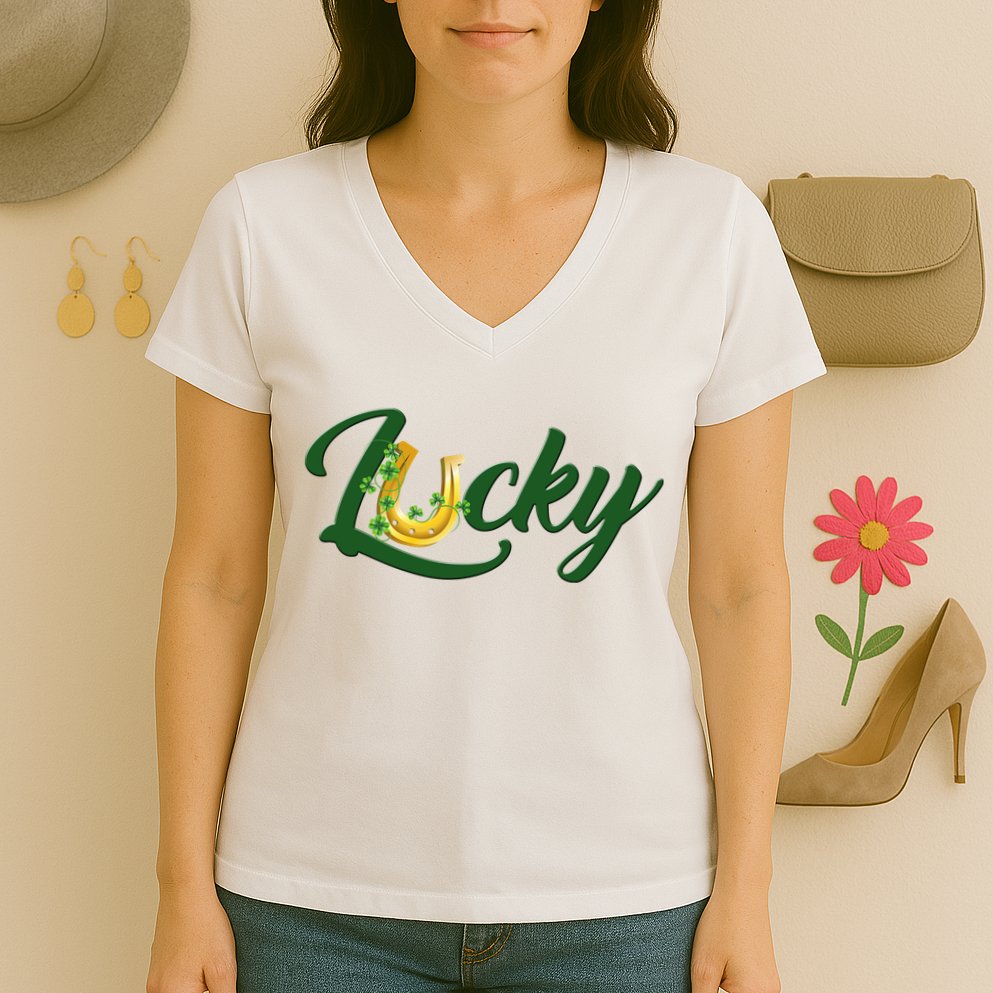 Horseshoe Lucky St Patrick's Day Women's V-Neck T-Shirt