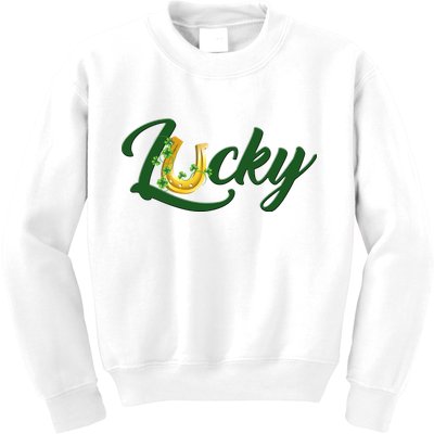Horseshoe Lucky St Patrick's Day Kids Sweatshirt