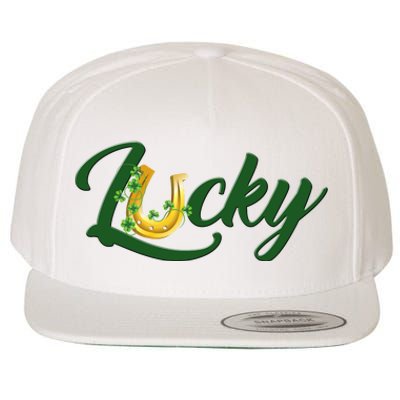 Horseshoe Lucky St Patrick's Day Wool Snapback Cap