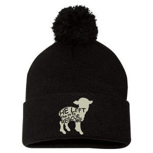 He Left The 99 To Rescue Me Religious Christian Pom Pom 12in Knit Beanie