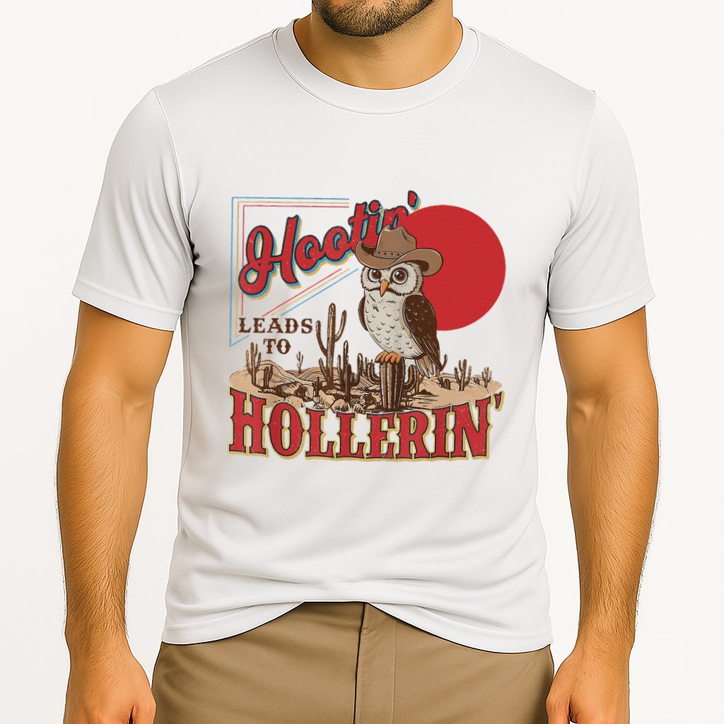 Hootin Leads To Hollerin Owl Cowboy Western Owl Cowboy Cooling Performance Crew T-Shirt