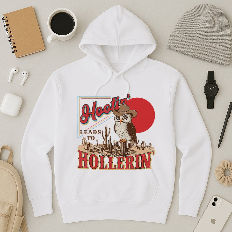 Hootin Leads To Hollerin Owl Cowboy Western Owl Cowboy Hoodie