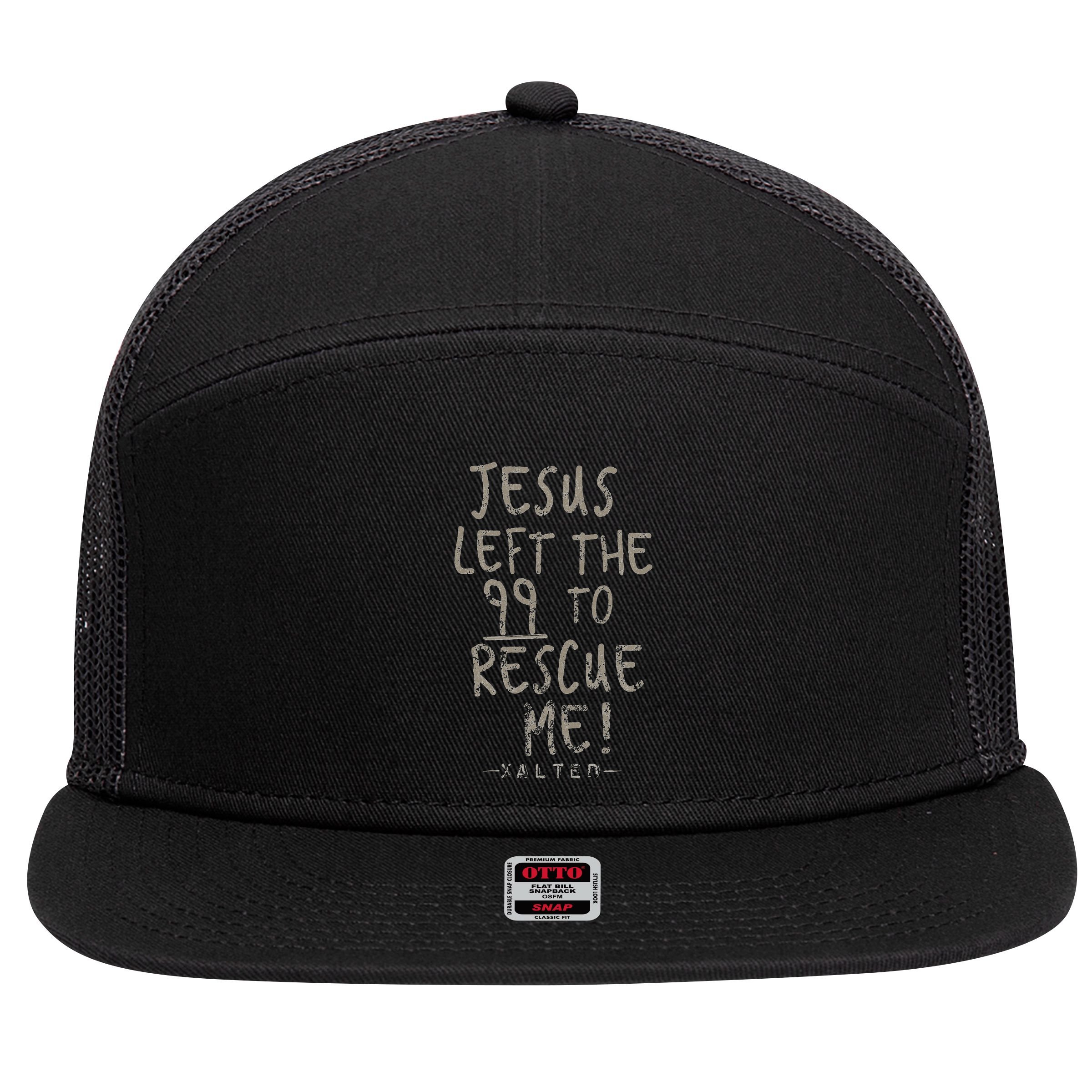 He Left The 99 To Rescue Me Christian Gifts 7 Panel Mesh Trucker Snapback Hat