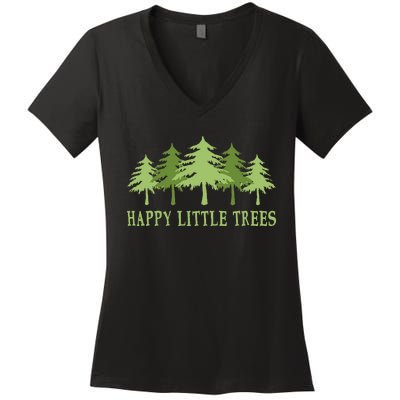 Happy Little Trees Women's V-Neck T-Shirt