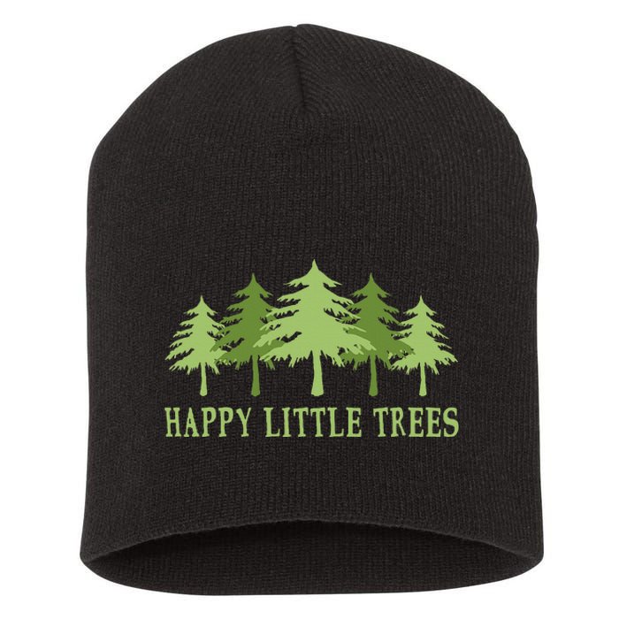 Happy Little Trees Short Acrylic Beanie