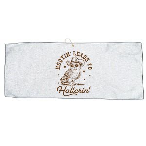 Hootin Leads To Hollerin Owl Cow Large Microfiber Waffle Golf Towel