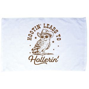 Hootin Leads To Hollerin Owl Cow Microfiber Hand Towel