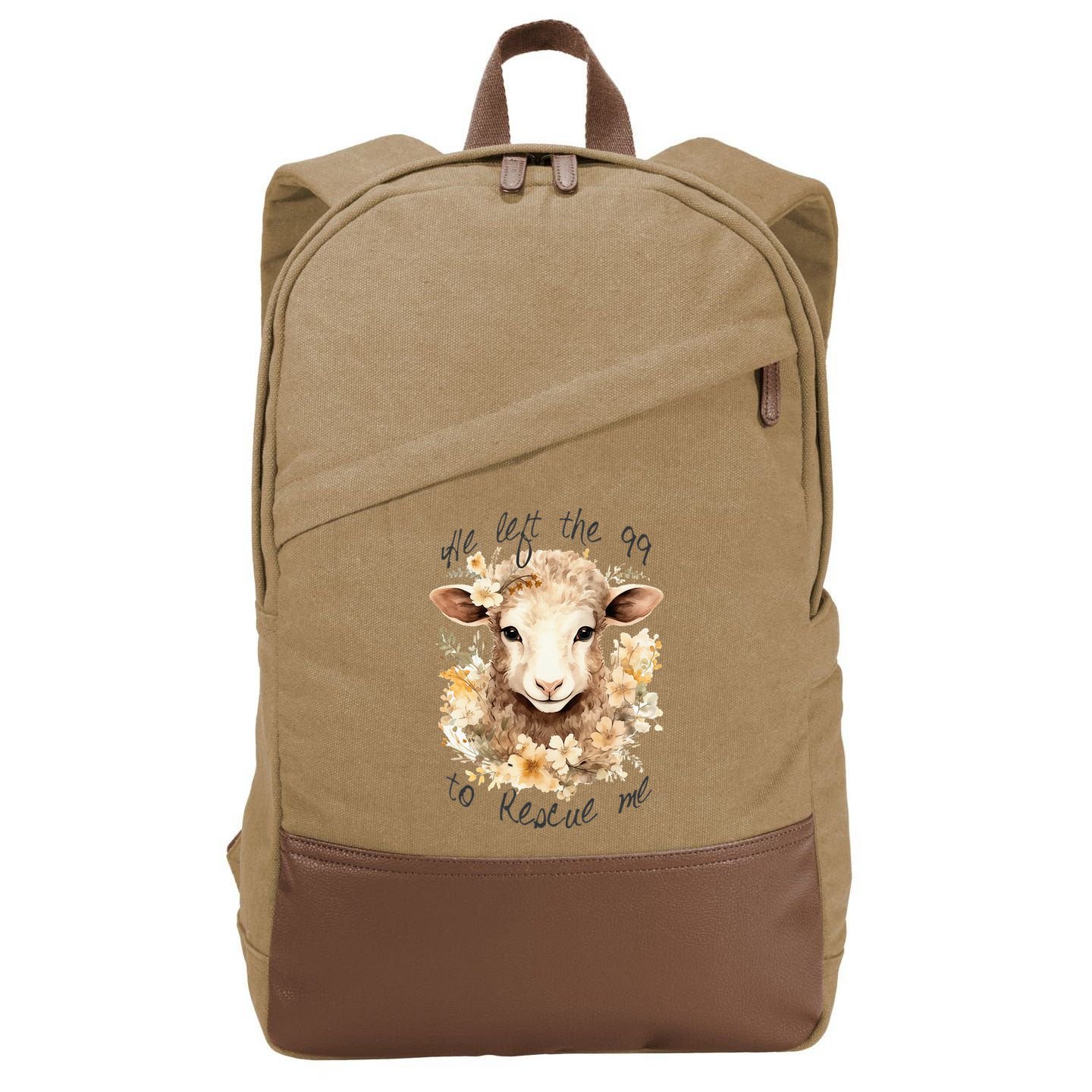 He Left The 99 To Rescue Me Jesus Saves Never Abandon You Cotton Canvas Backpack