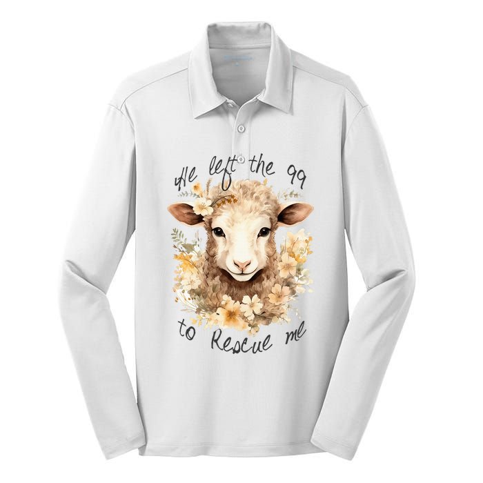 He Left The 99 To Rescue Me Jesus Saves Never Abandon You Silk Touch Performance Long Sleeve Polo