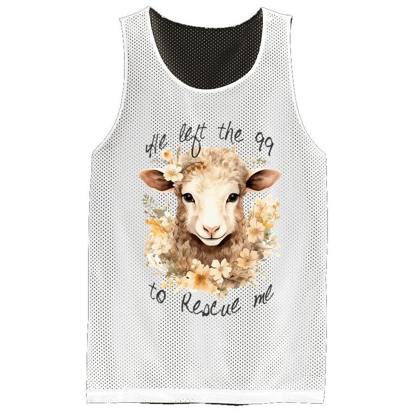 He Left The 99 To Rescue Me Jesus Saves Never Abandon You Mesh Reversible Basketball Jersey Tank