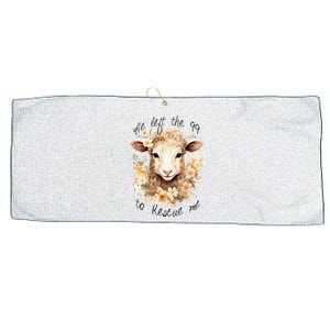 He Left The 99 To Rescue Me Jesus Saves Never Abandon You Large Microfiber Waffle Golf Towel