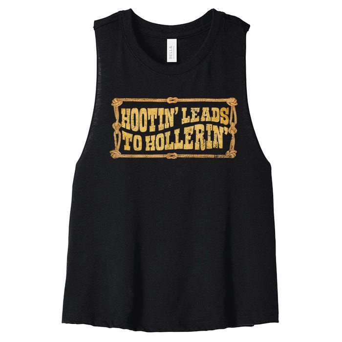 Hootin Leads To Hollerin Groovy Women's Racerback Cropped Tank