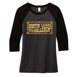 Hootin Leads To Hollerin Groovy Women's Tri-Blend 3/4-Sleeve Raglan Shirt