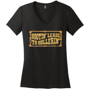 Hootin Leads To Hollerin Groovy Women's V-Neck T-Shirt