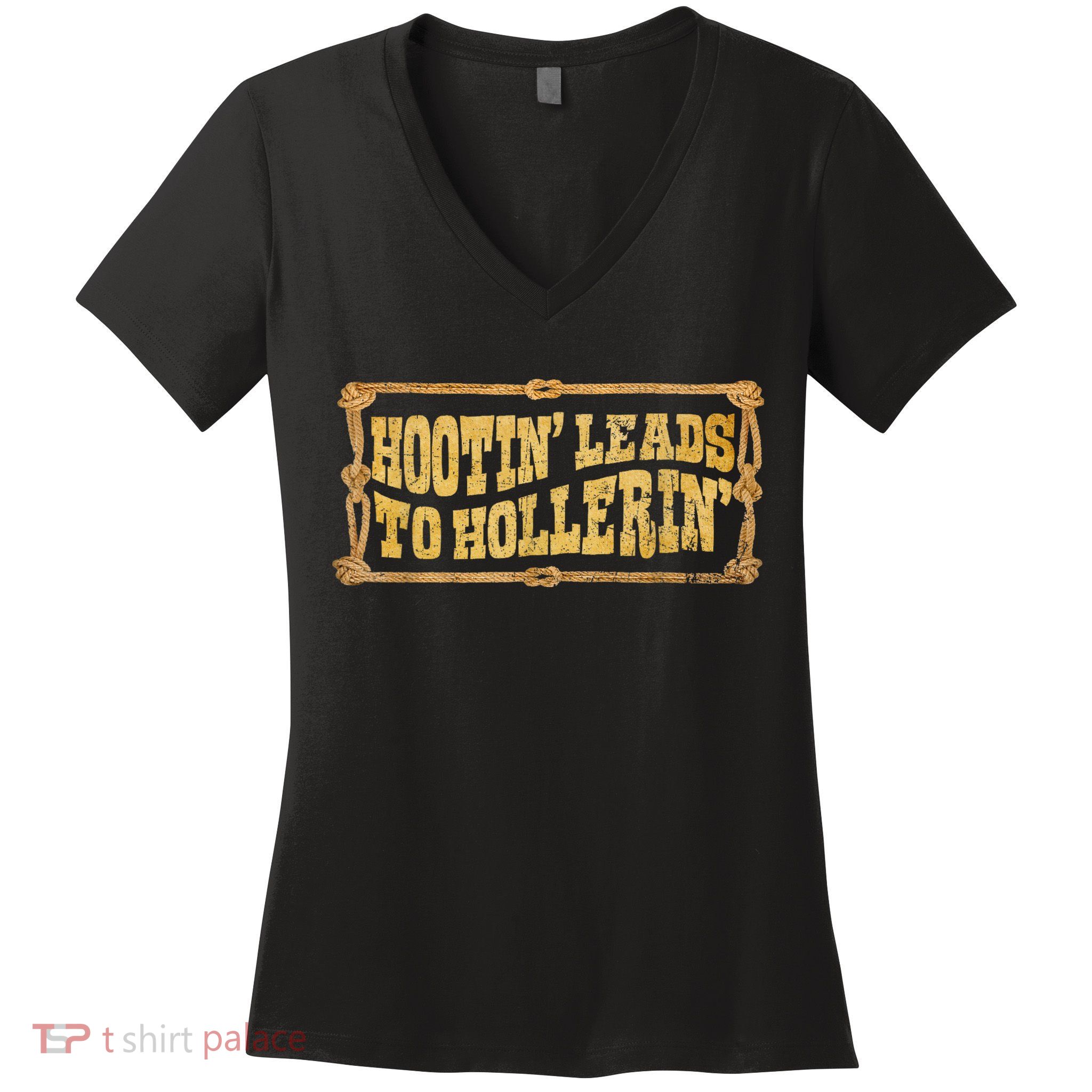 Hootin Leads To Hollerin Groovy Women's V-Neck T-Shirt