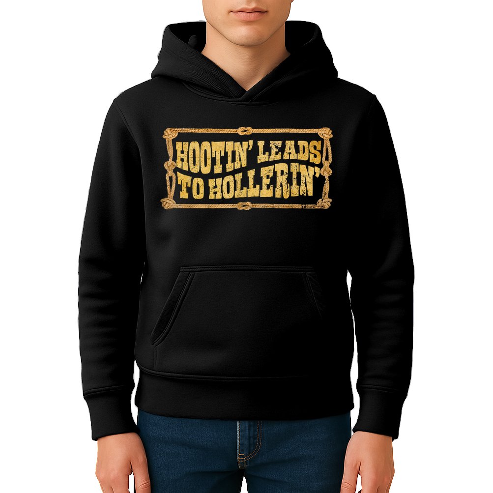 Hootin Leads To Hollerin Groovy Kids Hoodie